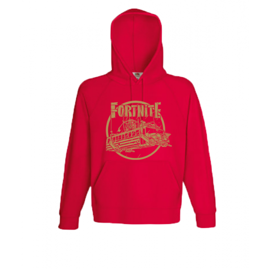 Fortnite Battle Bus Gold Hooded Sweatshirt with print